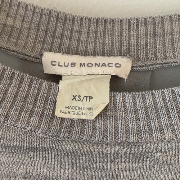 Club Monaco XS Light Grey thin merino wool Sweater w/ Silk back Panel - Picture 2 of 6